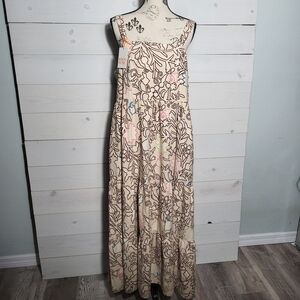 Knox Rose Cream Maxi Dress with Brown Line Floral Print and Pastel Accents